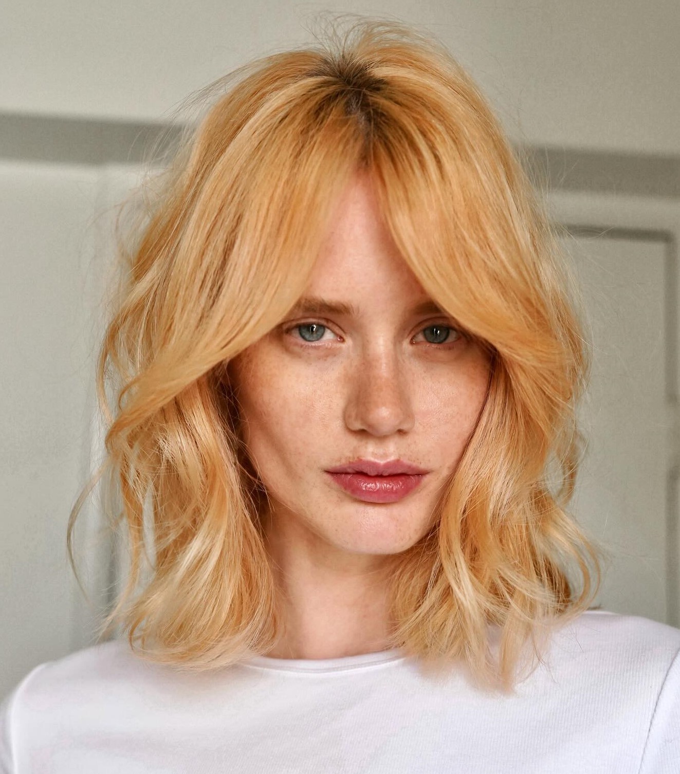 Wavy Long Bob with Curtain Bangs