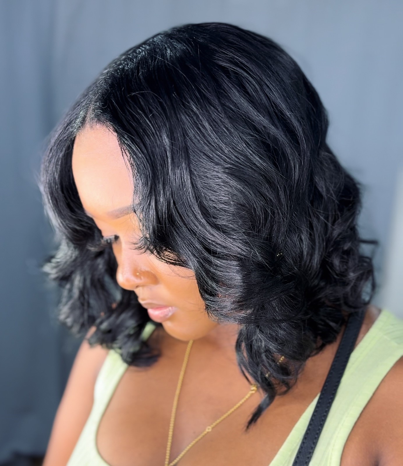 Silk Pressed and Curled Black Bob